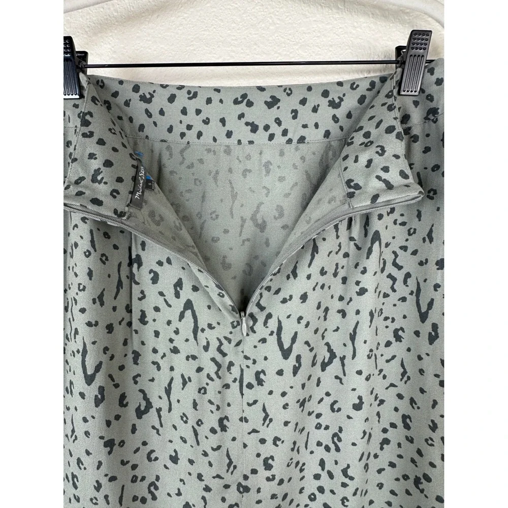 Michael Stars Faux Wrap Tulip Skirt S Sage Green Animal Print High Low Mini‎